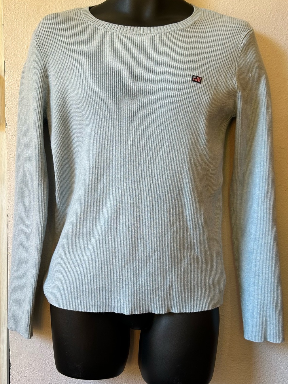 Vintage Y2K Ralph Lauren Polo Jean Light Blue Ribbed Crew Neck Cotton Sweater